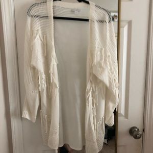 White fringe sweater